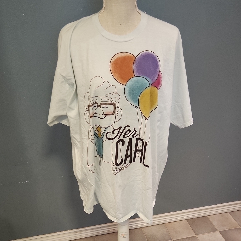 Disney Pixar Up Movie Her Carl Short Sleeve Relaxed Fit Shirt Grunge Distressed